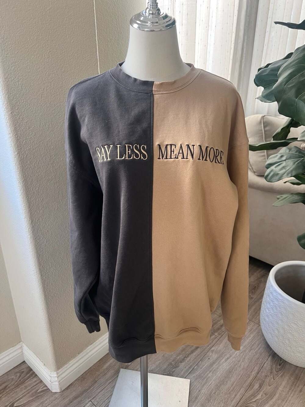 The Mayfair Group Say Less Mean More Two-Toned Crewneck Sweatshirt
